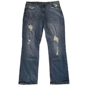 Old Navy Power Straight Ankle Distressed Jeans Sz 12 Medium Wash Pre-Owned